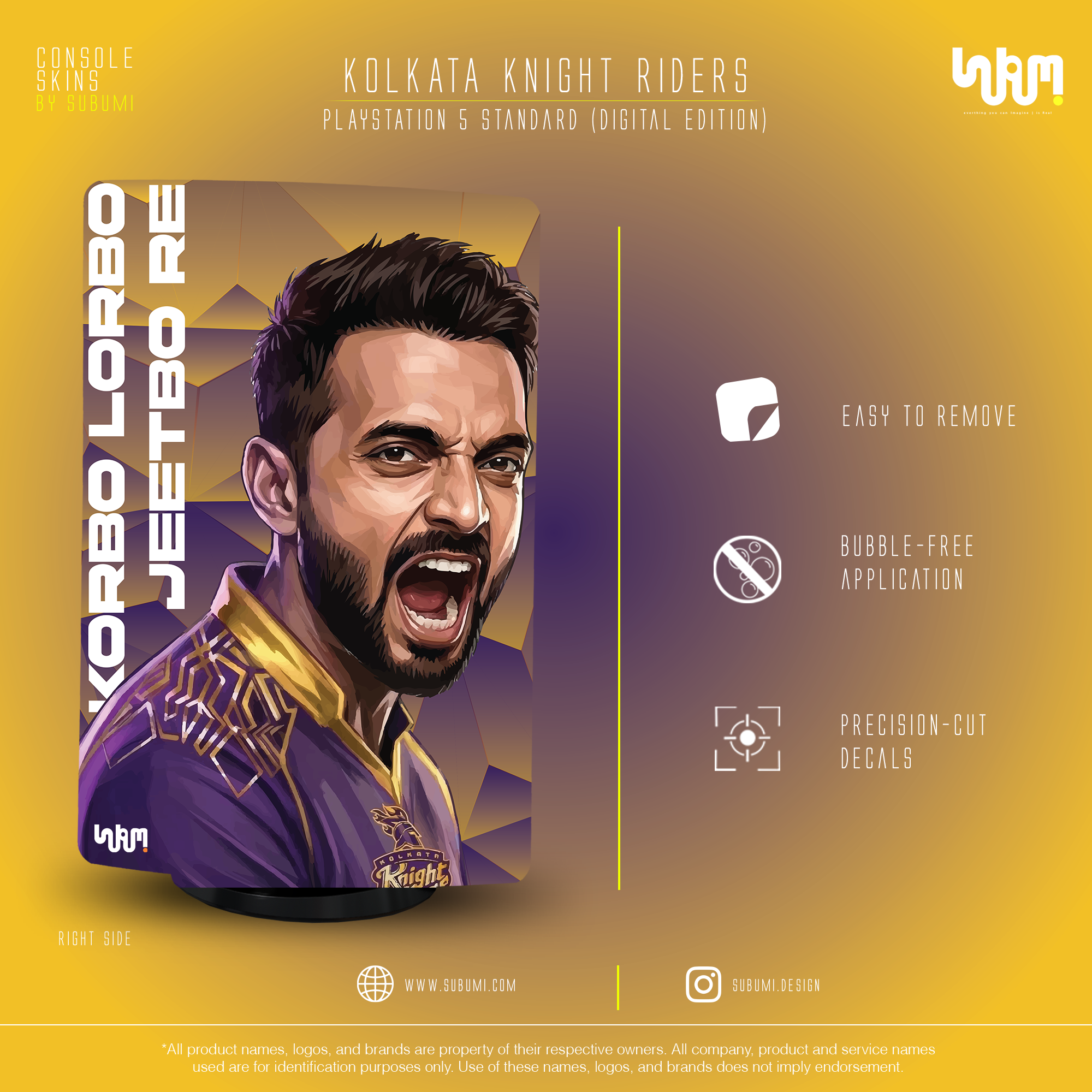 Kolkata Knight Riders IPL inspired Console Skin by SUBUMI for Playstation 5 Standard Digital