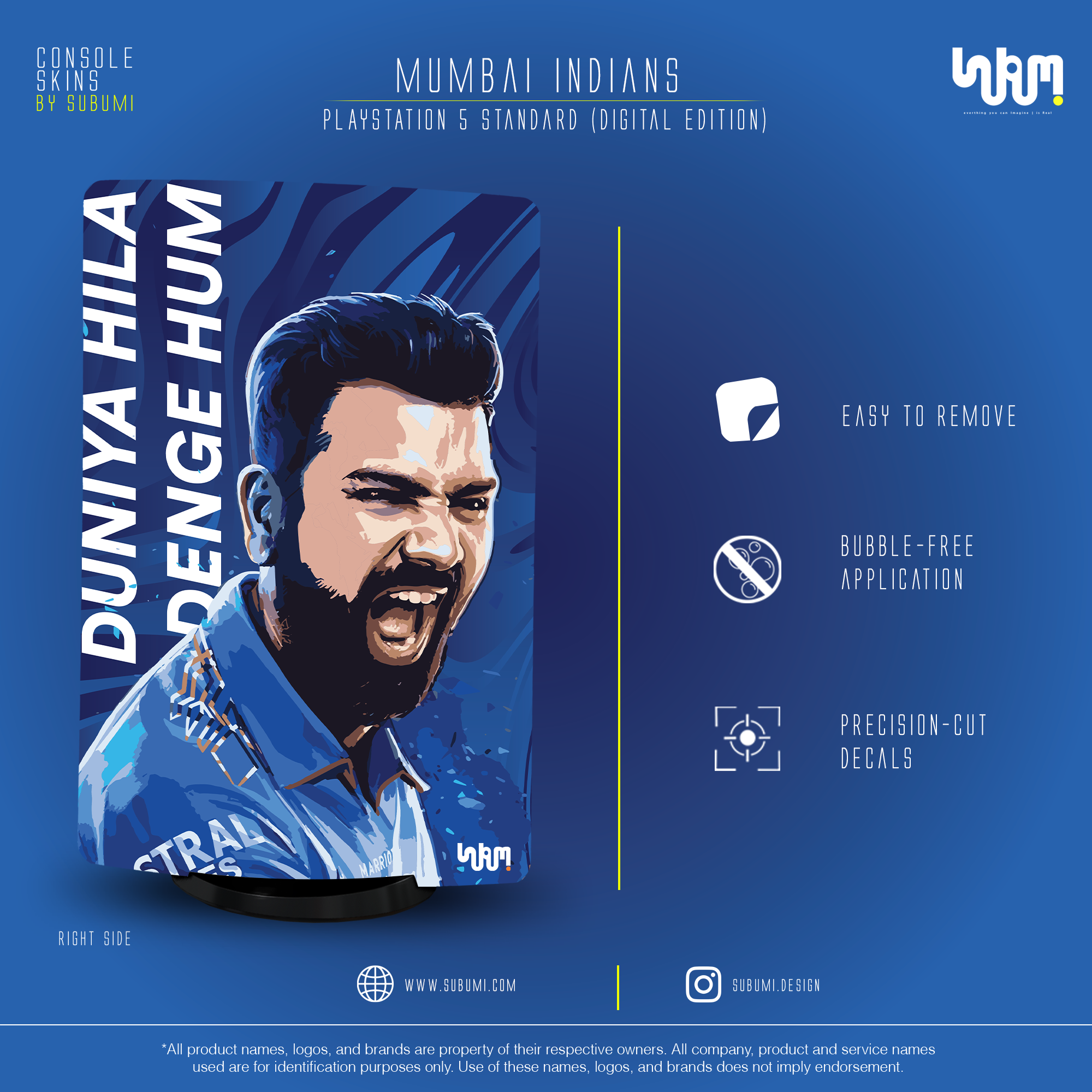 Mumbai Indians IPL inspired Console Skin by SUBUMI for Playstation 5 Standard Digital