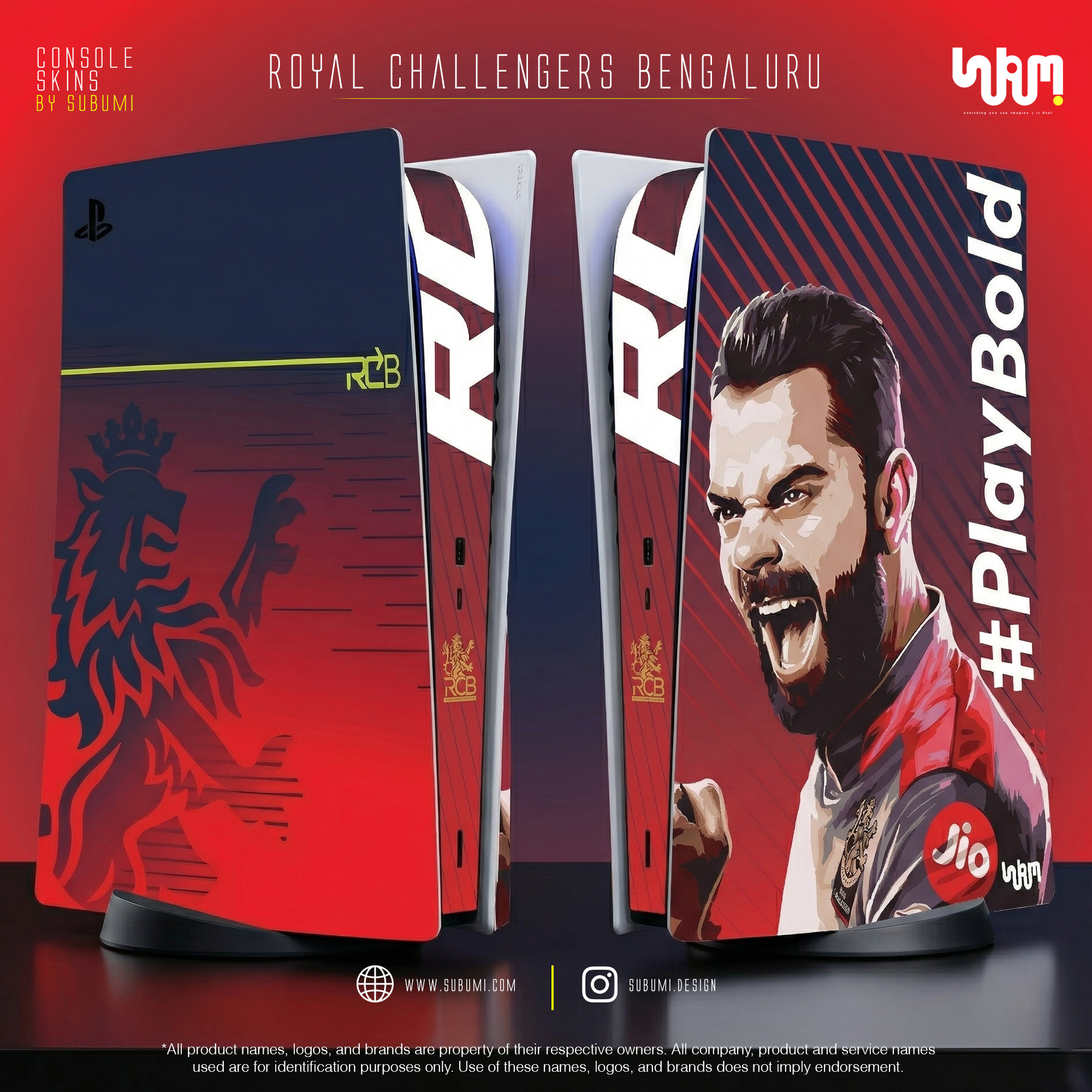 Royal Challengers Bengaluru IPL inspired Console Skin by SUBUMI for Playstation 5
