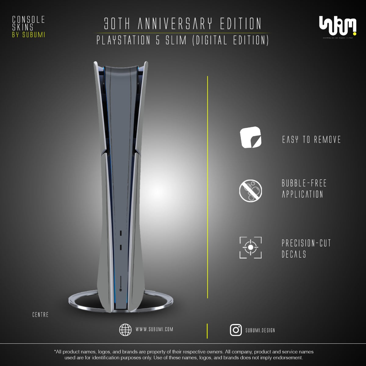 PlayStation 30th Anniversary Console Skin by SUBUMI — PS5 Slim Digital, front