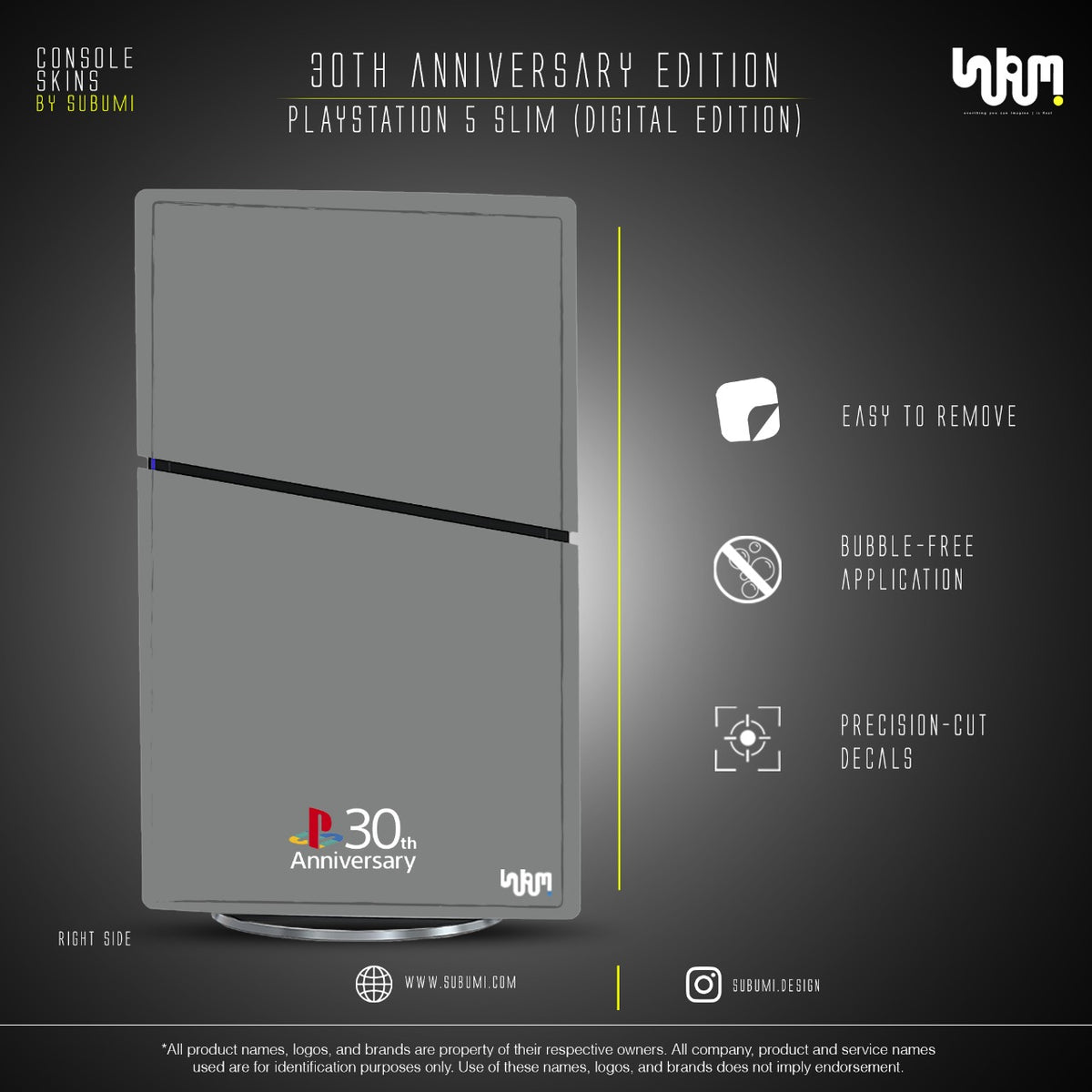 PlayStation 30th Anniversary Console Skin by SUBUMI — PS5 Slim Digital, right side