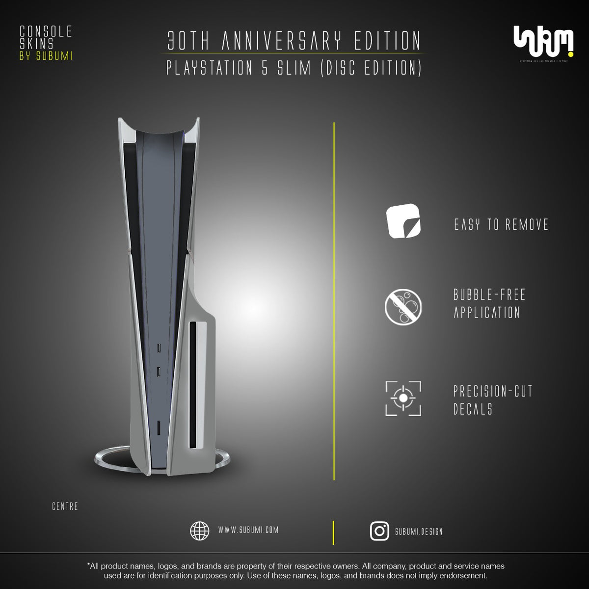 PlayStation 30th Anniversary Console Skin by SUBUMI — PS5 Slim Disc, front