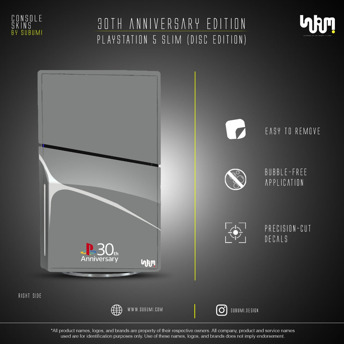 PlayStation 30th Anniversary Console Skin by SUBUMI — PS5 Slim Disc, right side