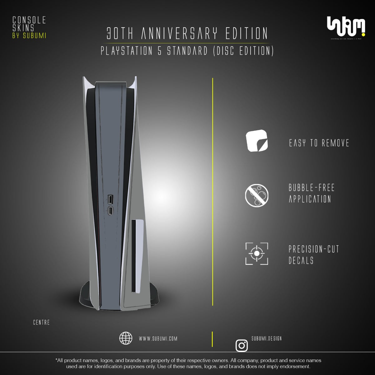 PlayStation 30th Anniversary Console Skin by SUBUMI — PS5 Standard Disc, front