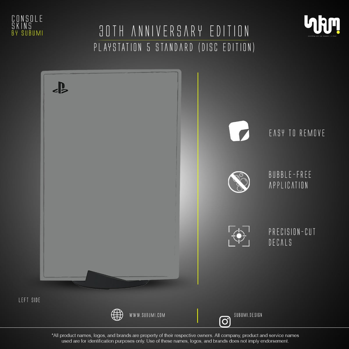 PlayStation 30th Anniversary Console Skin by SUBUMI — PS5 Standard Disc, left side