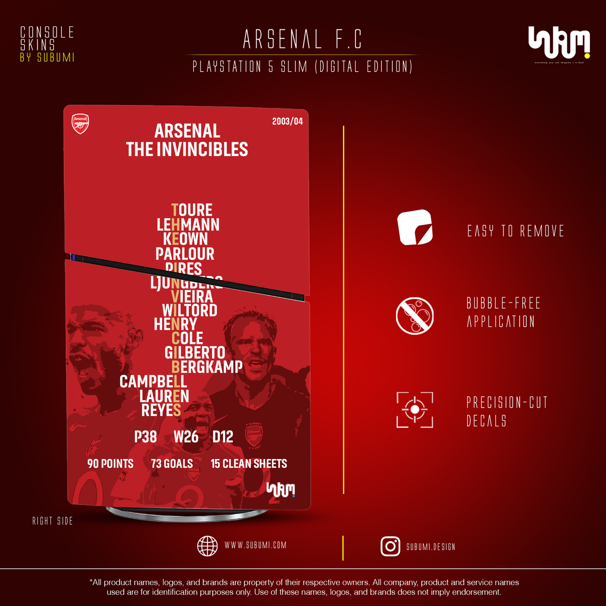 Arsenal Console Skin by SUBUMI — PS5 Slim Digital, alternate view