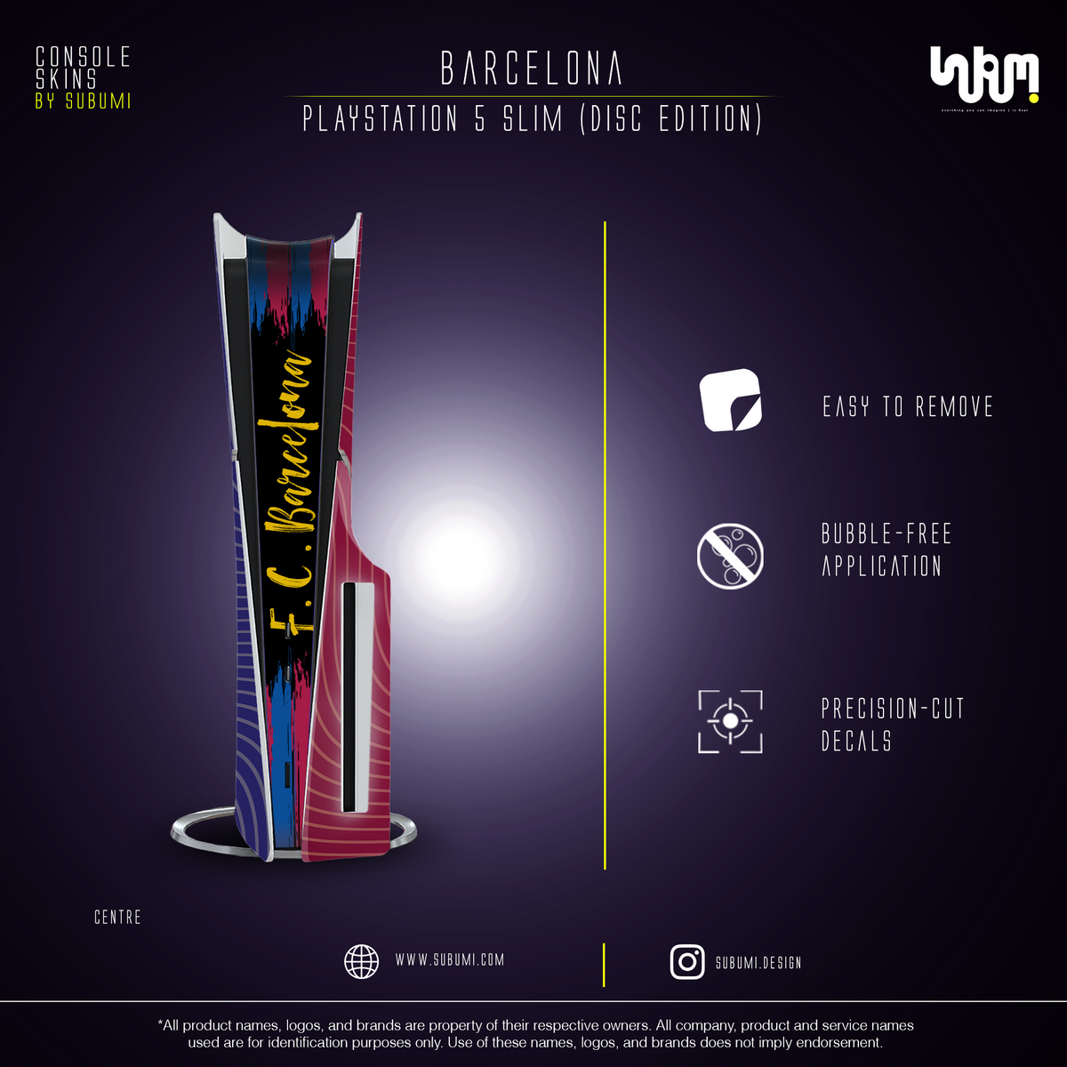 Barcelona Console Skin by SUBUMI — PS5 Slim Disc, centre view