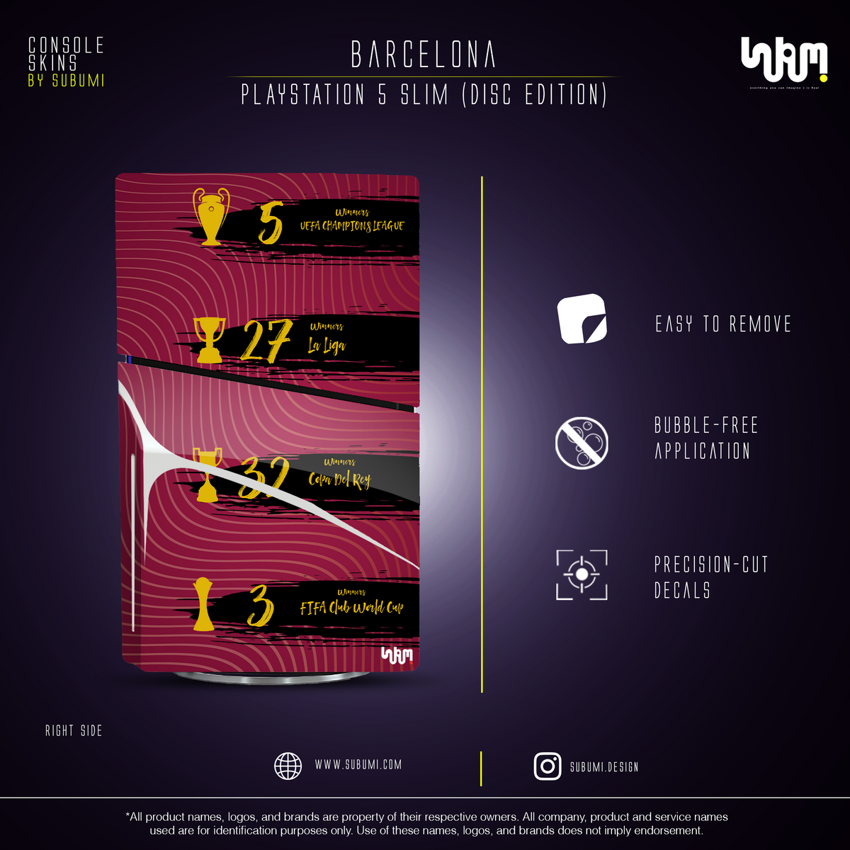 Barcelona Console Skin by SUBUMI — PS5 Slim Disc, right side