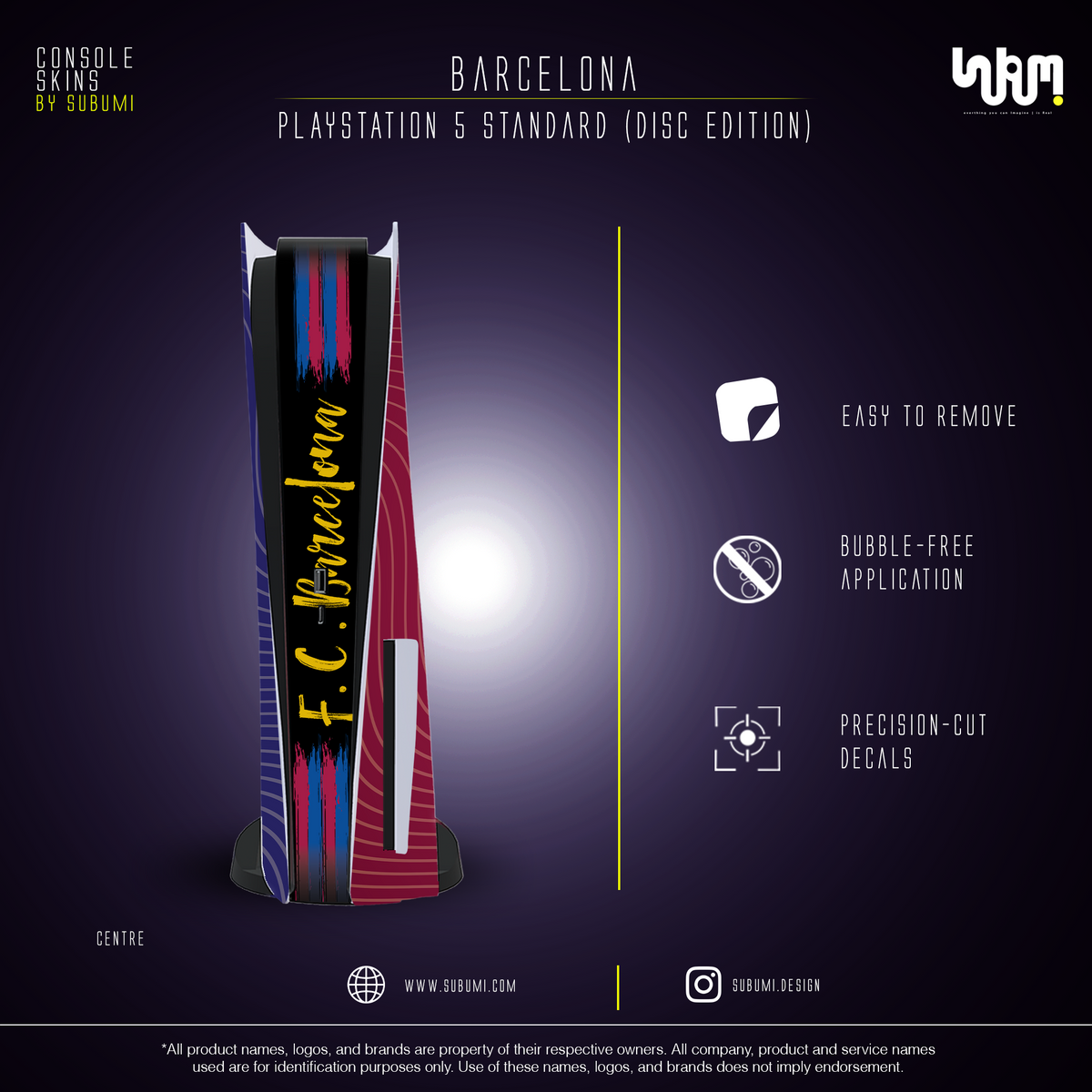 Barcelona Console Skin by SUBUMI — PS5 Standard Disc, centre view