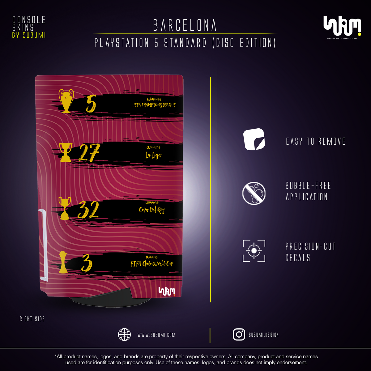 Barcelona Console Skin by SUBUMI — PS5 Standard Disc, right side