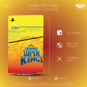Chennai Superkings IPL inspired Console Skin by SUBUMI for Playstation 5 Slim Disc