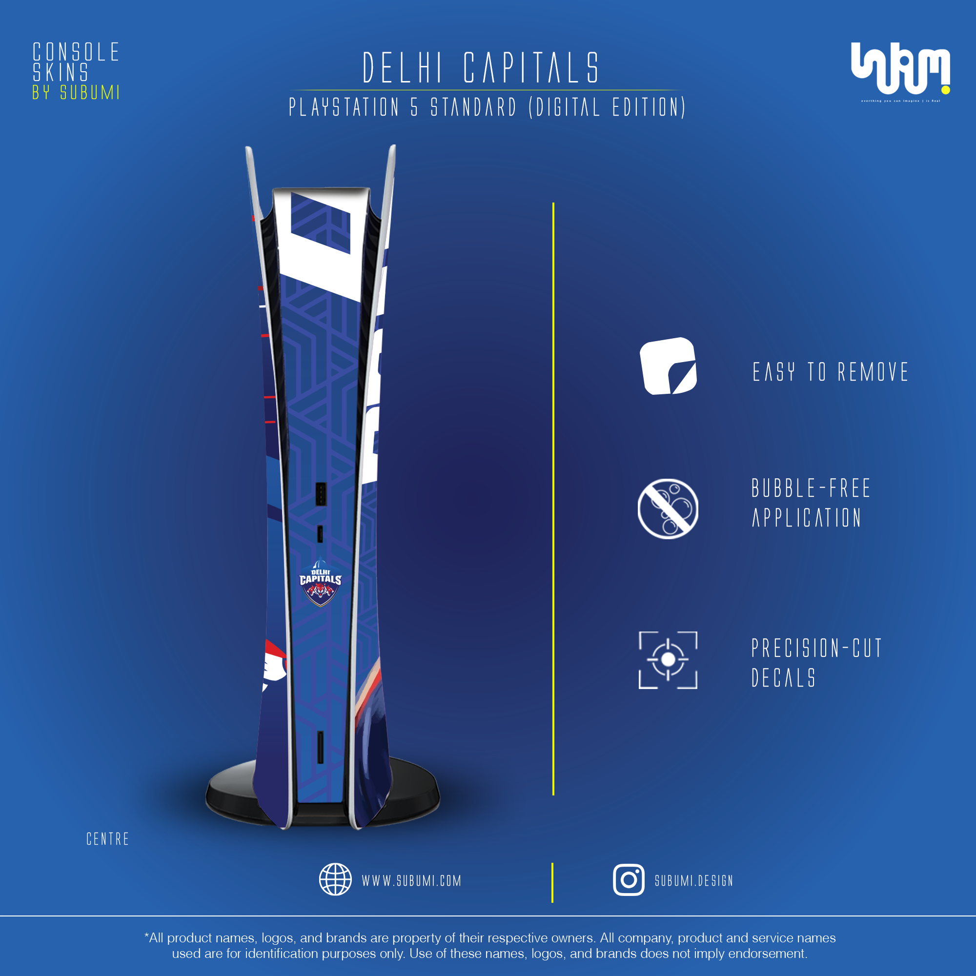 Delhi Capitals IPL inspired Console Skin by SUBUMI for Playstation 5 Standard Digital