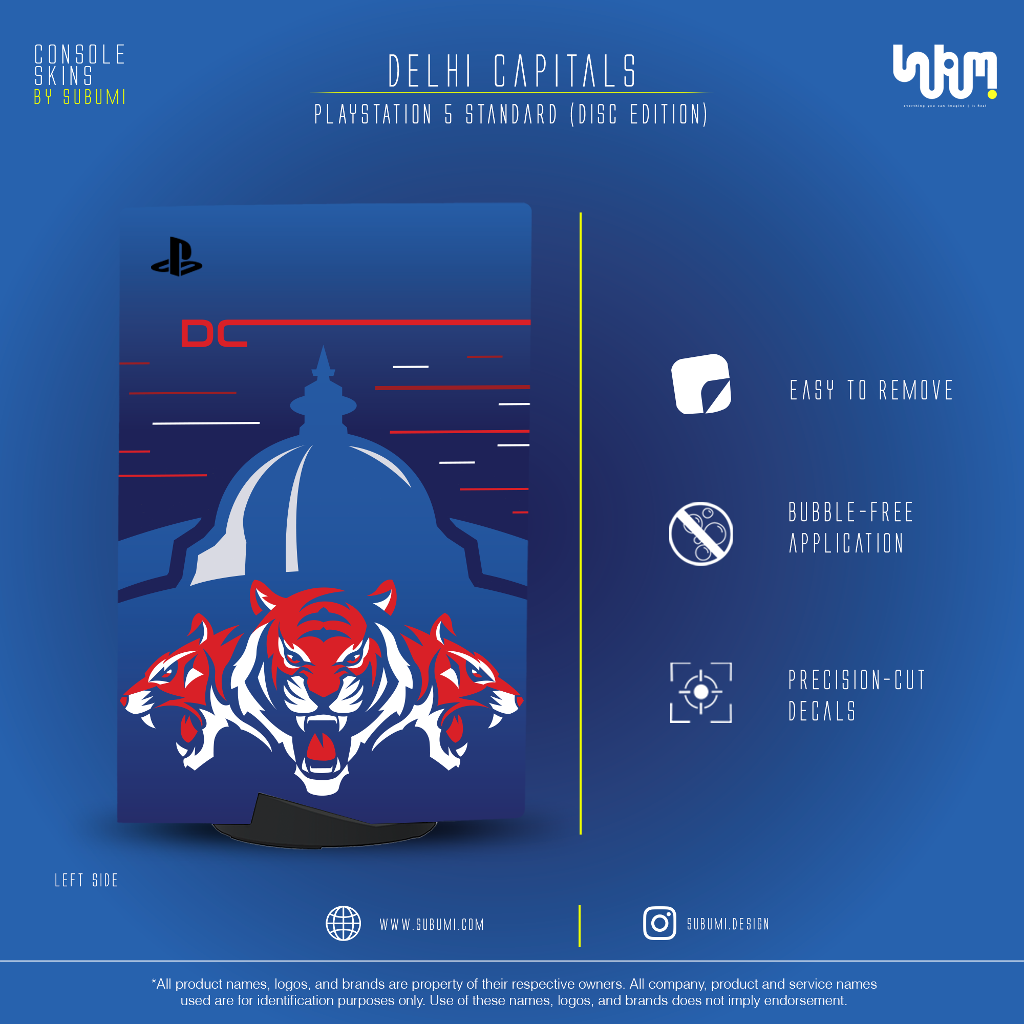 Delhi Capitals IPL inspired Console Skin by SUBUMI for Playstation 5 Standard Disc