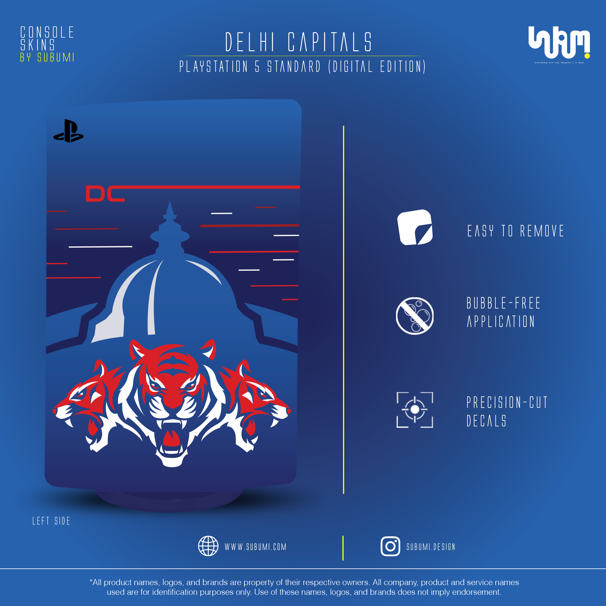 Delhi Capitals IPL inspired Console Skin by SUBUMI for Playstation 5 Standard Digital