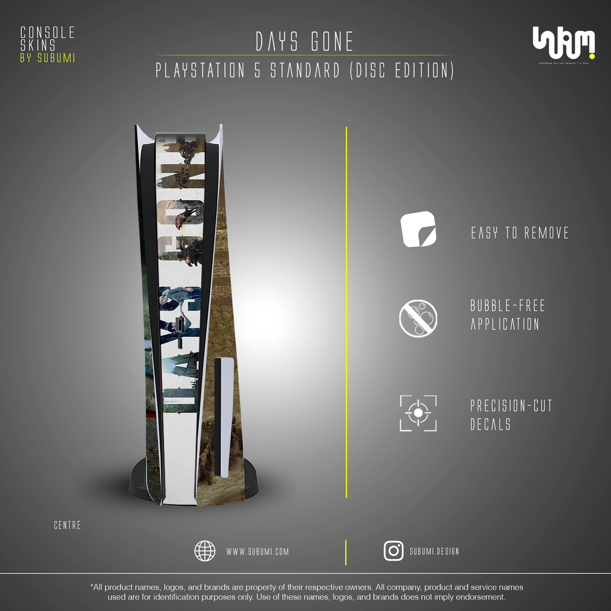Days Gone Console Skin by SUBUMI — PS5 Standard Disc, centre view