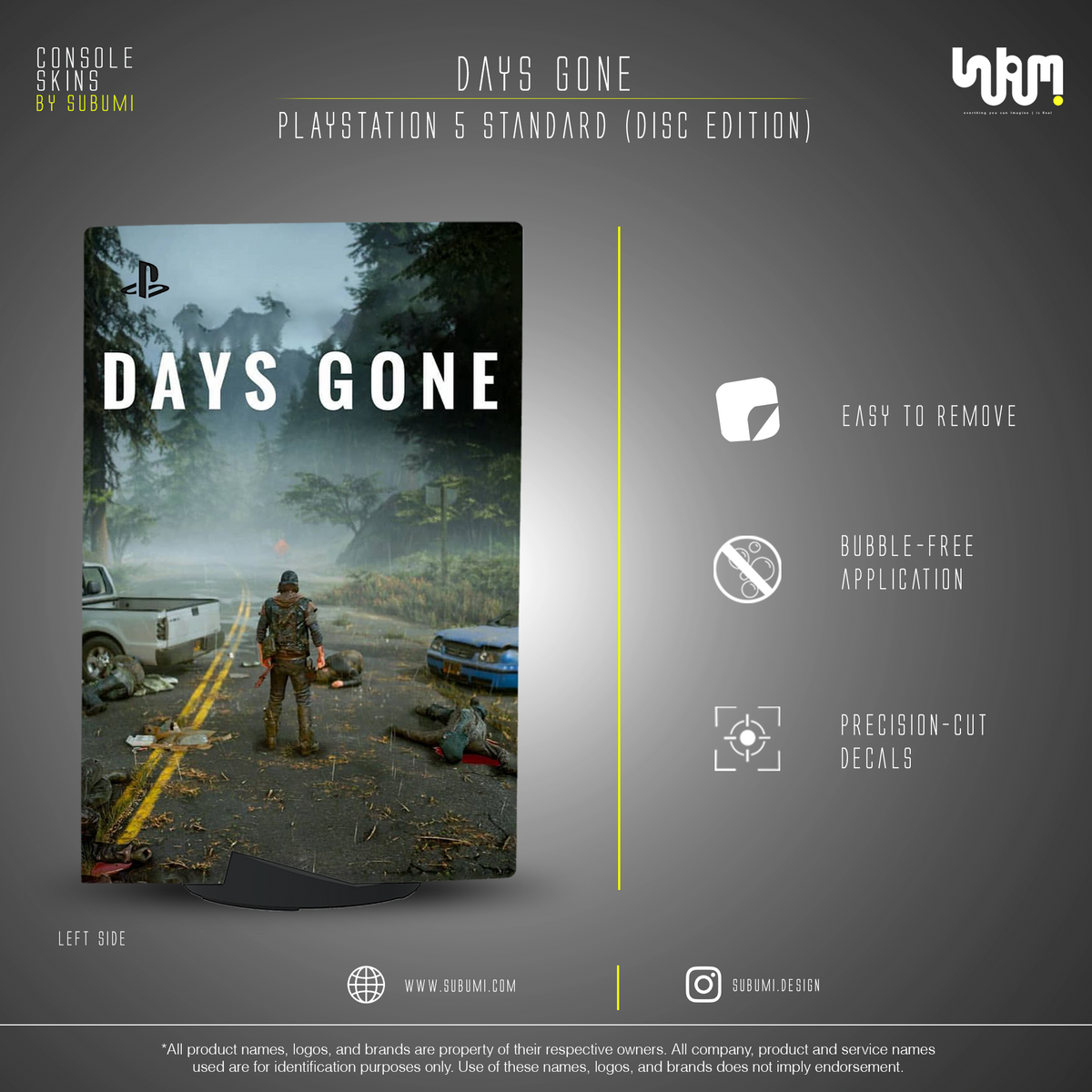 Days Gone Console Skin by SUBUMI — PS5 Standard Disc, left side