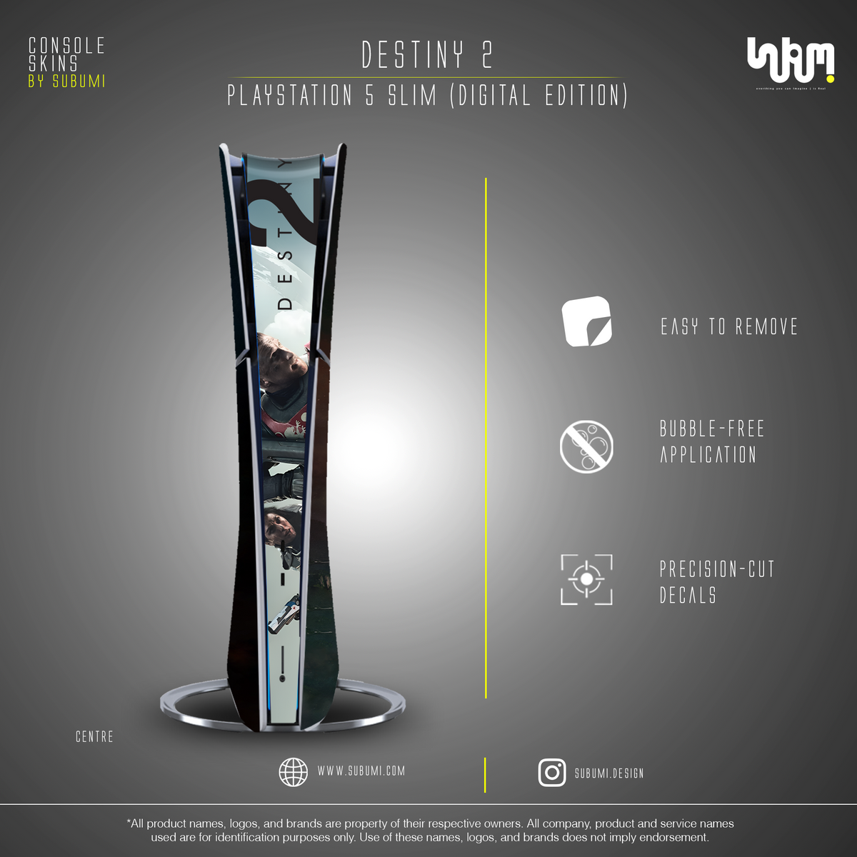 Destiny 2 Console Skin by SUBUMI — PS5 Slim, centre view