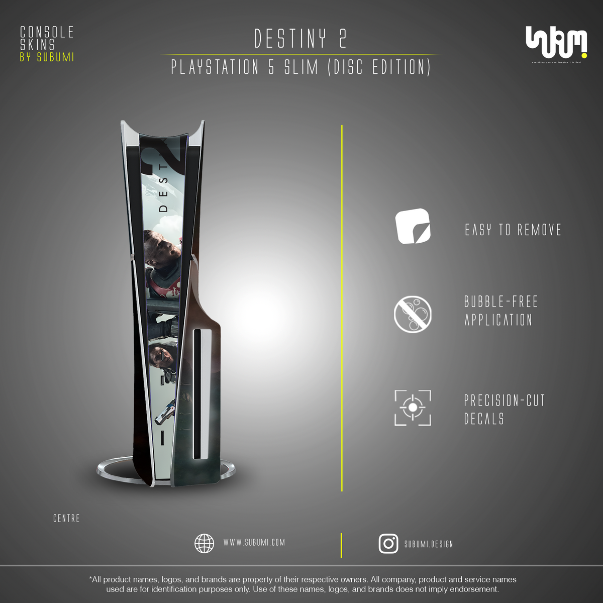 Destiny 2 Console Skin by SUBUMI — PS5 Slim Disc, centre view