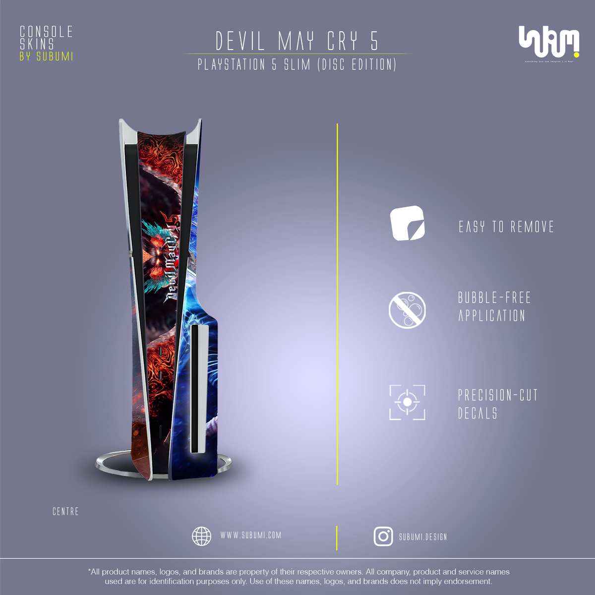 Devil May Cry 5 Console Skin by SUBUMI — PS5 Slim Disc, centre view