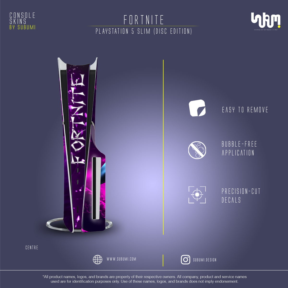 Fortnite Console Skin by SUBUMI — PS5 Slim Disc, front