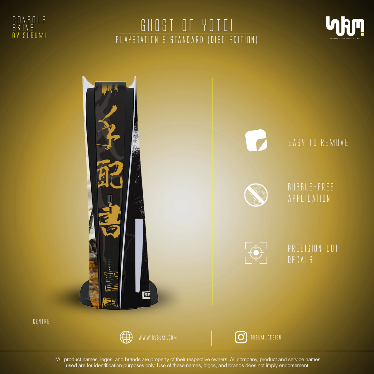 Ghost of Yotei Console Skin by SUBUMI — PS5 Standard Disc, centre view