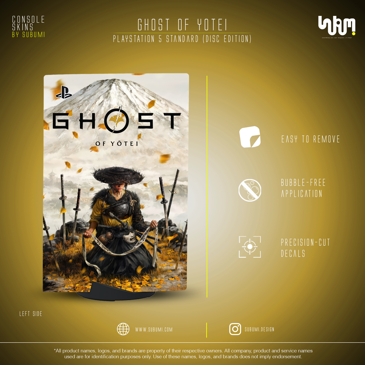 Ghost of Yotei Console Skin by SUBUMI — PS5 Standard Disc, left side