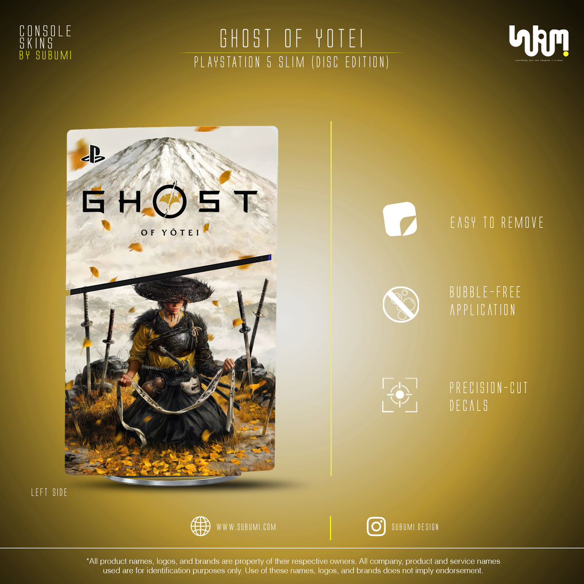 Ghost of Yotei Console Skin by SUBUMI — PS5 Slim Disc, left side