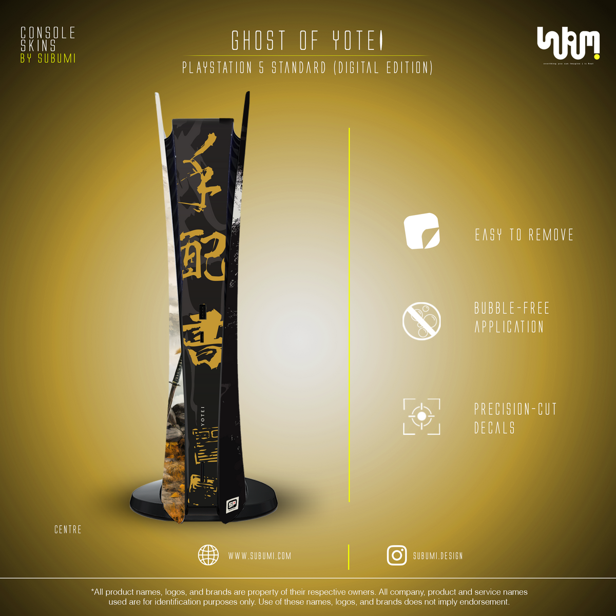 Ghost of Yotei Console Skin by SUBUMI — PS5 Standard Digital, centre view