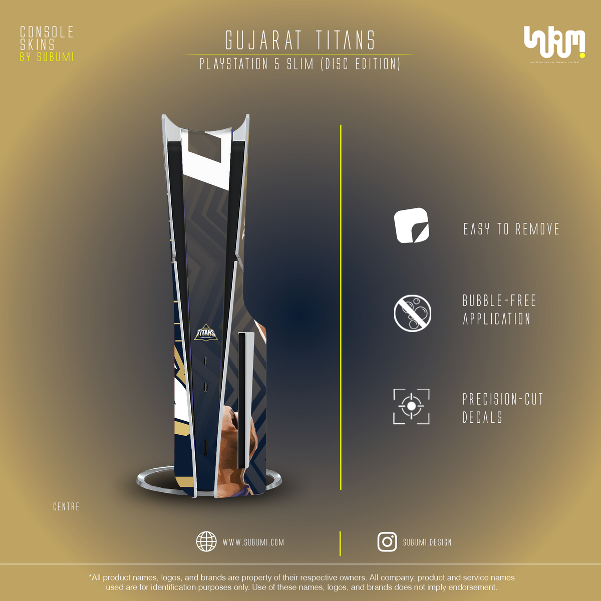 Gujarat Titans PS5 Console Skin | SUBUMI — design preview, image 13
