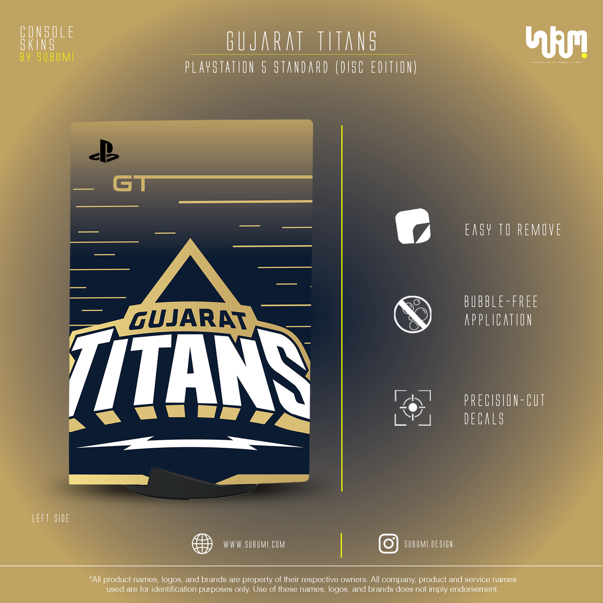 Gujarat Titans PS5 Console Skin | SUBUMI — left side, image 6