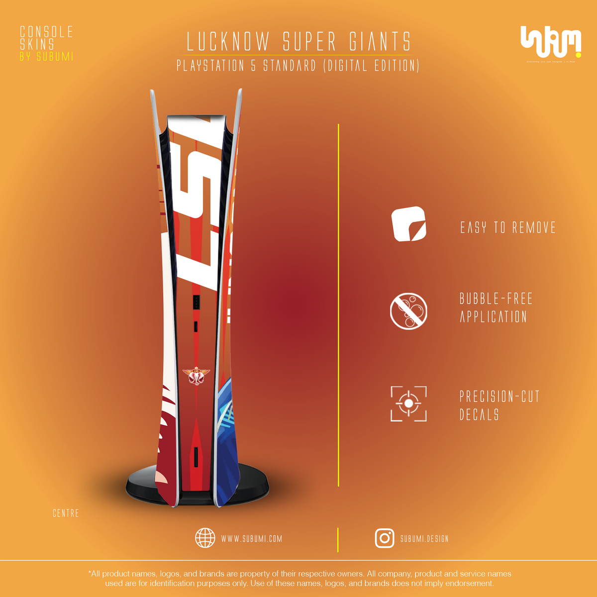 Lucknow Super Giants PS5 Console Skin | SUBUMI — design preview, image 4