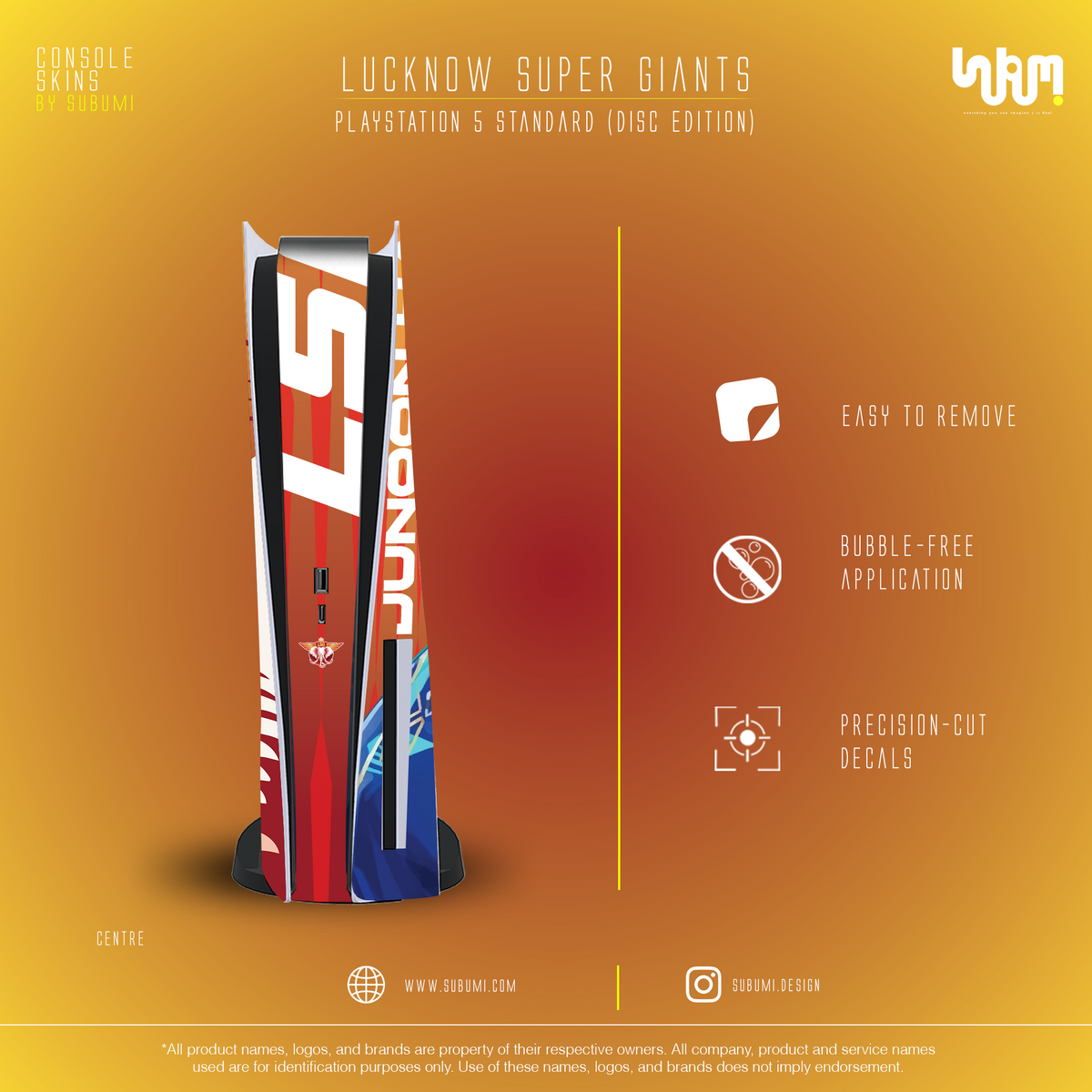 Lucknow Super Giants PS5 Console Skin | SUBUMI — design preview, image 7