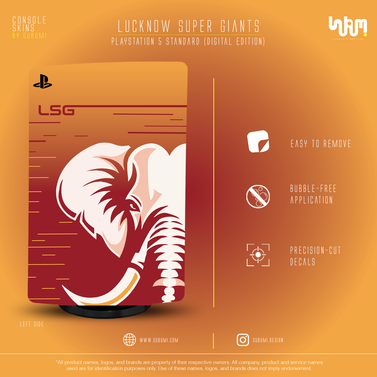 Lucknow Super Giants PS5 Console Skin | SUBUMI — left side, image 3
