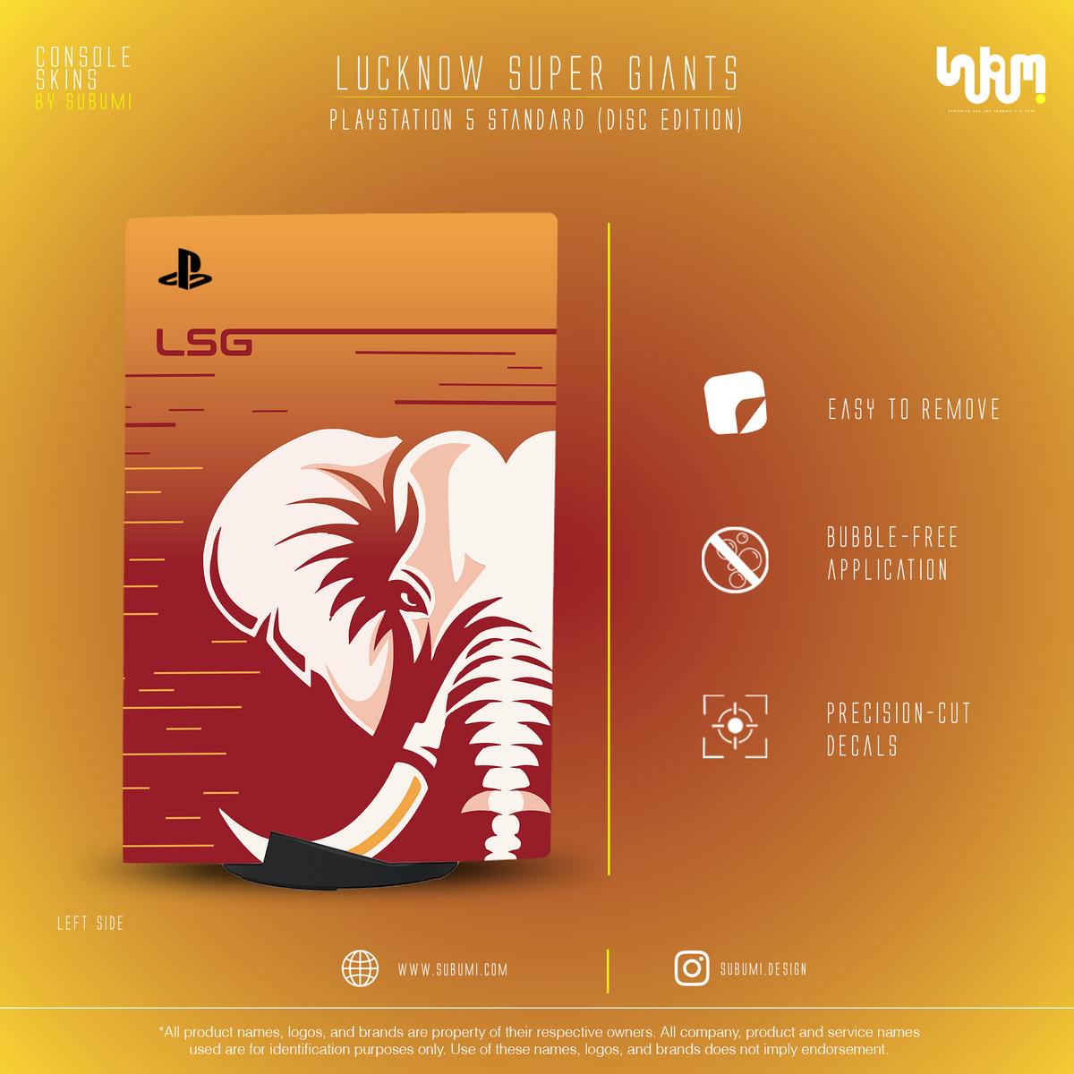 Lucknow Super Giants PS5 Console Skin | SUBUMI — left side, image 6