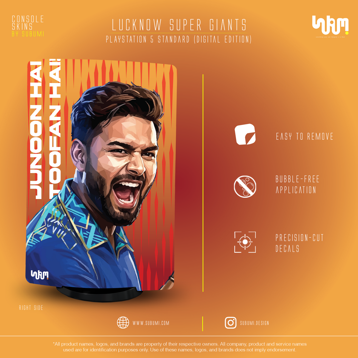 Lucknow Super Giants PS5 Console Skin | SUBUMI — right side, image 2