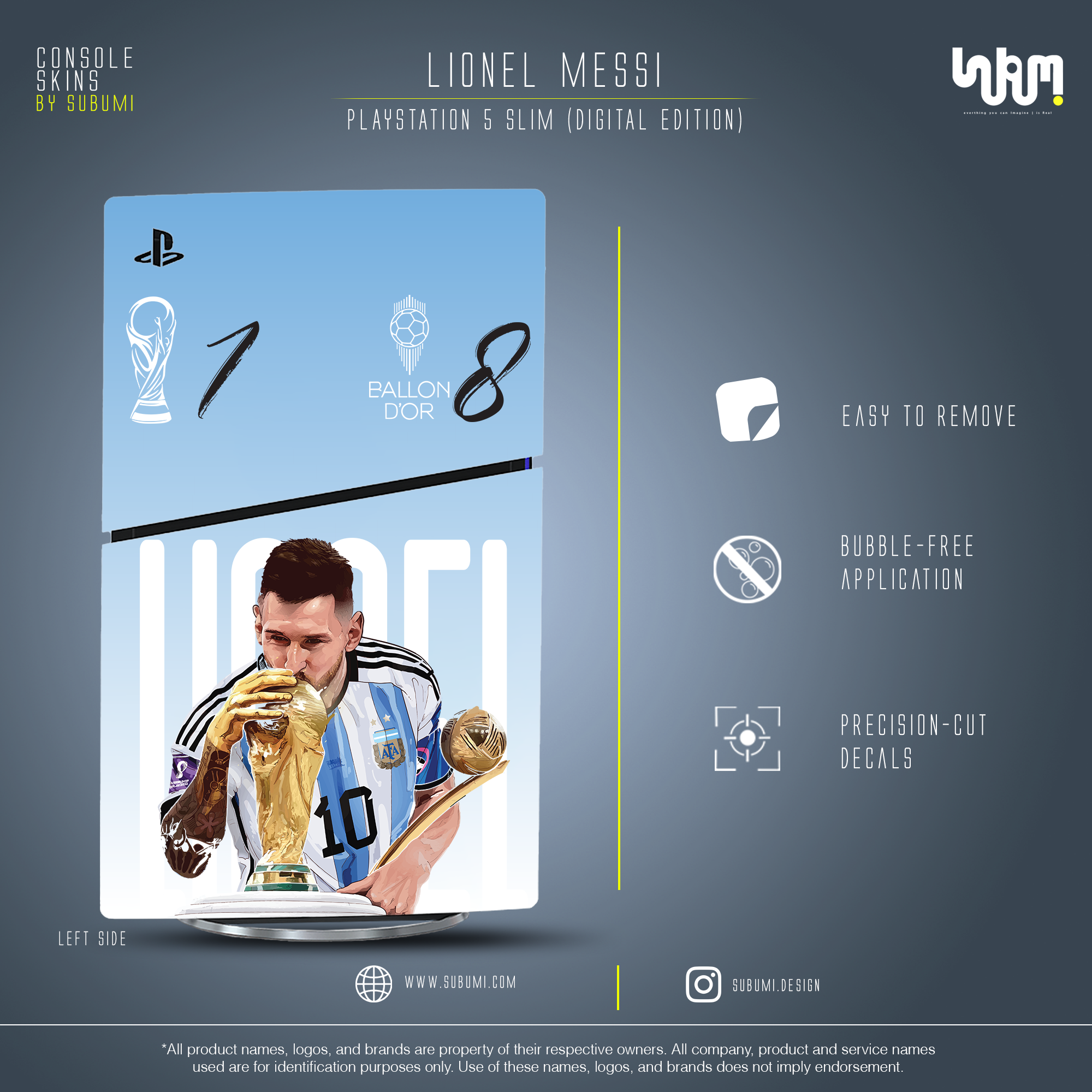 Lionel Messi || PlayStation 5 (Slim Digital Edition) Skins by SUBUMi