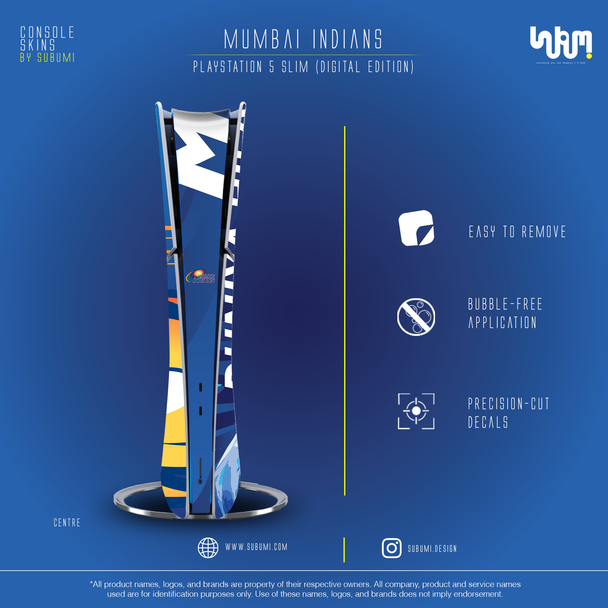Mumbai Indians IPL inspired Console Skin by SUBUMI for Playstation 5 Slim Digital
