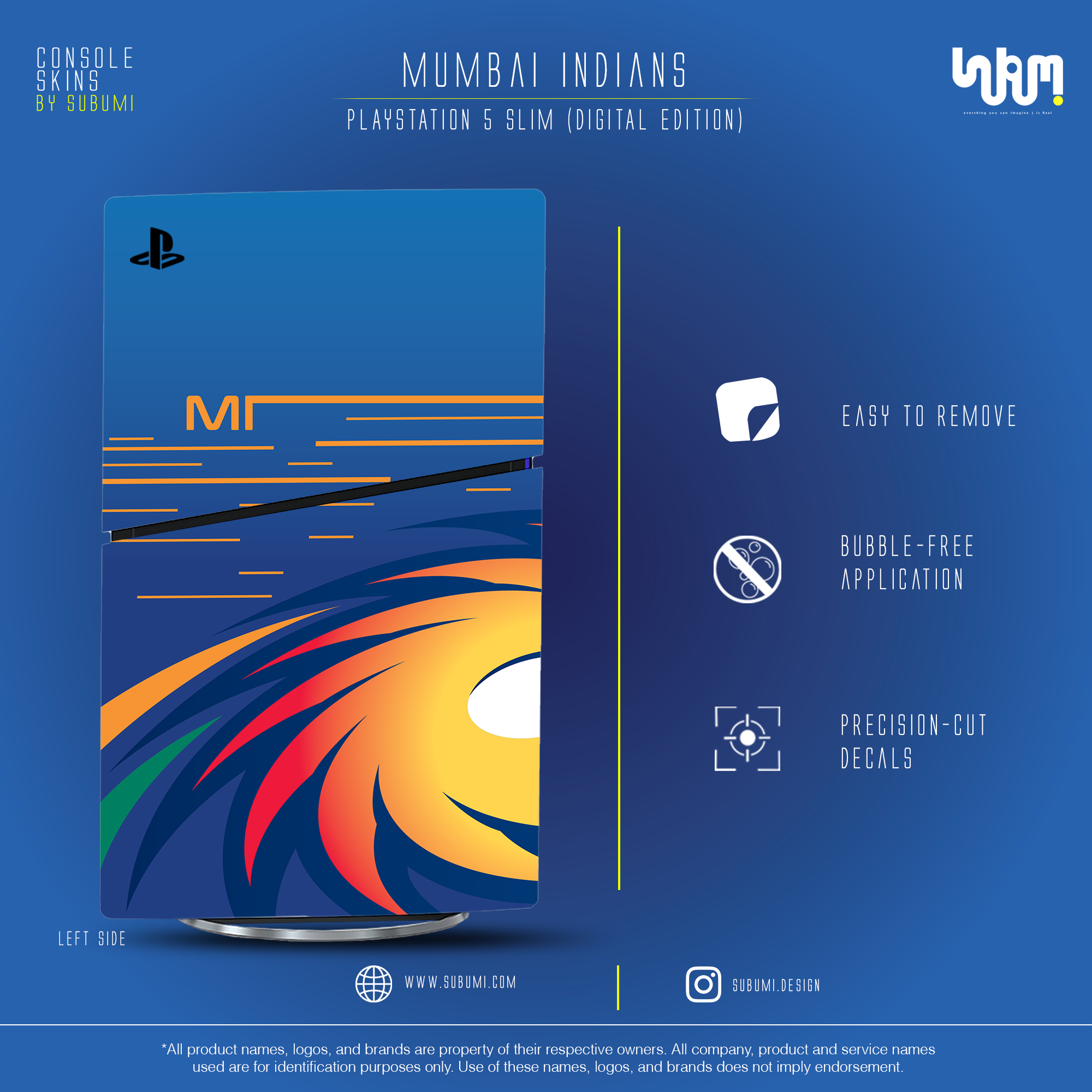 Mumbai Indians IPL inspired Console Skin by SUBUMI for Playstation 5 Slim Digital