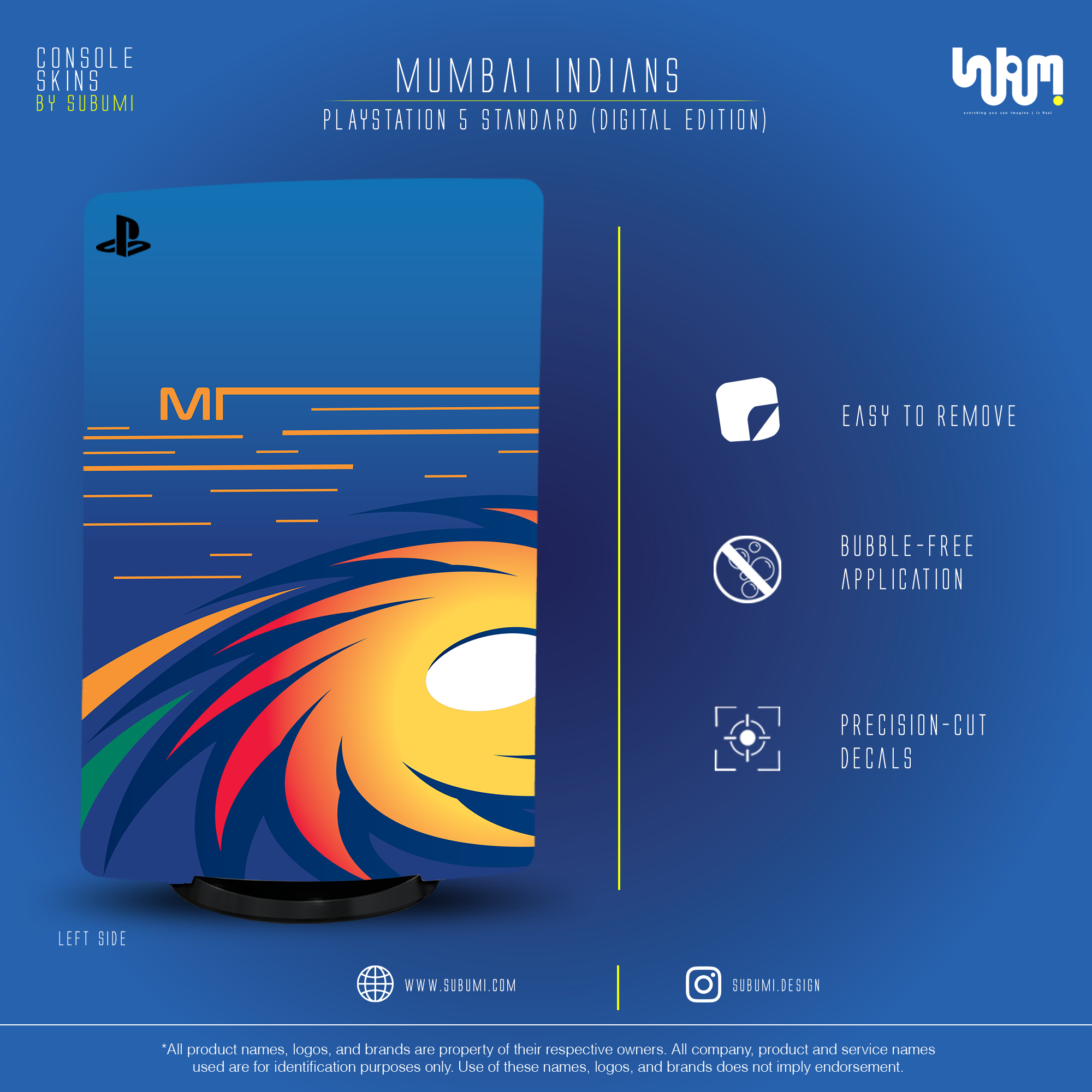 Mumbai Indians IPL inspired Console Skin by SUBUMI for Playstation 5 Standard Digital