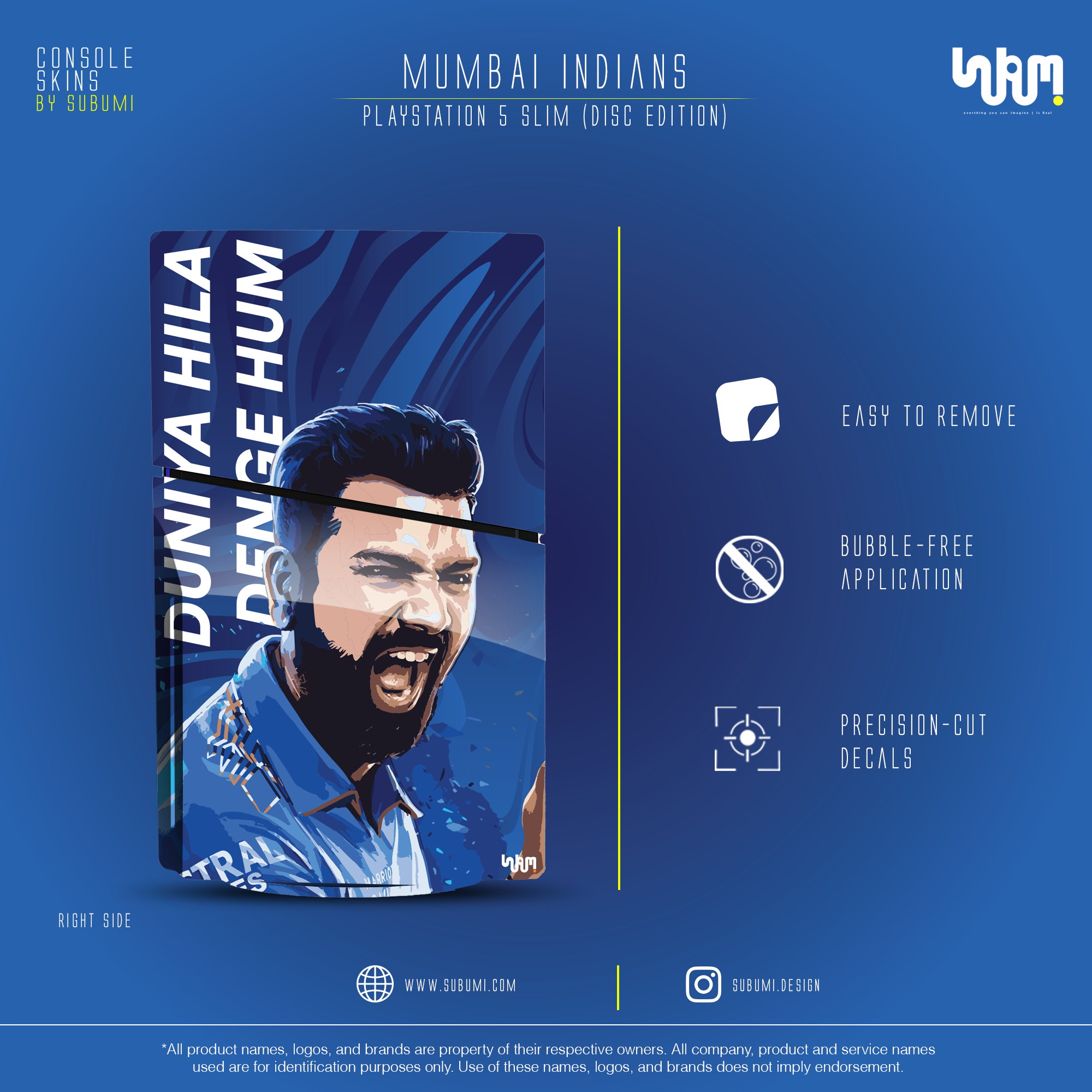 Mumbai Indians IPL inspired Console Skin by SUBUMI for Playstation 5 Slim Disc
