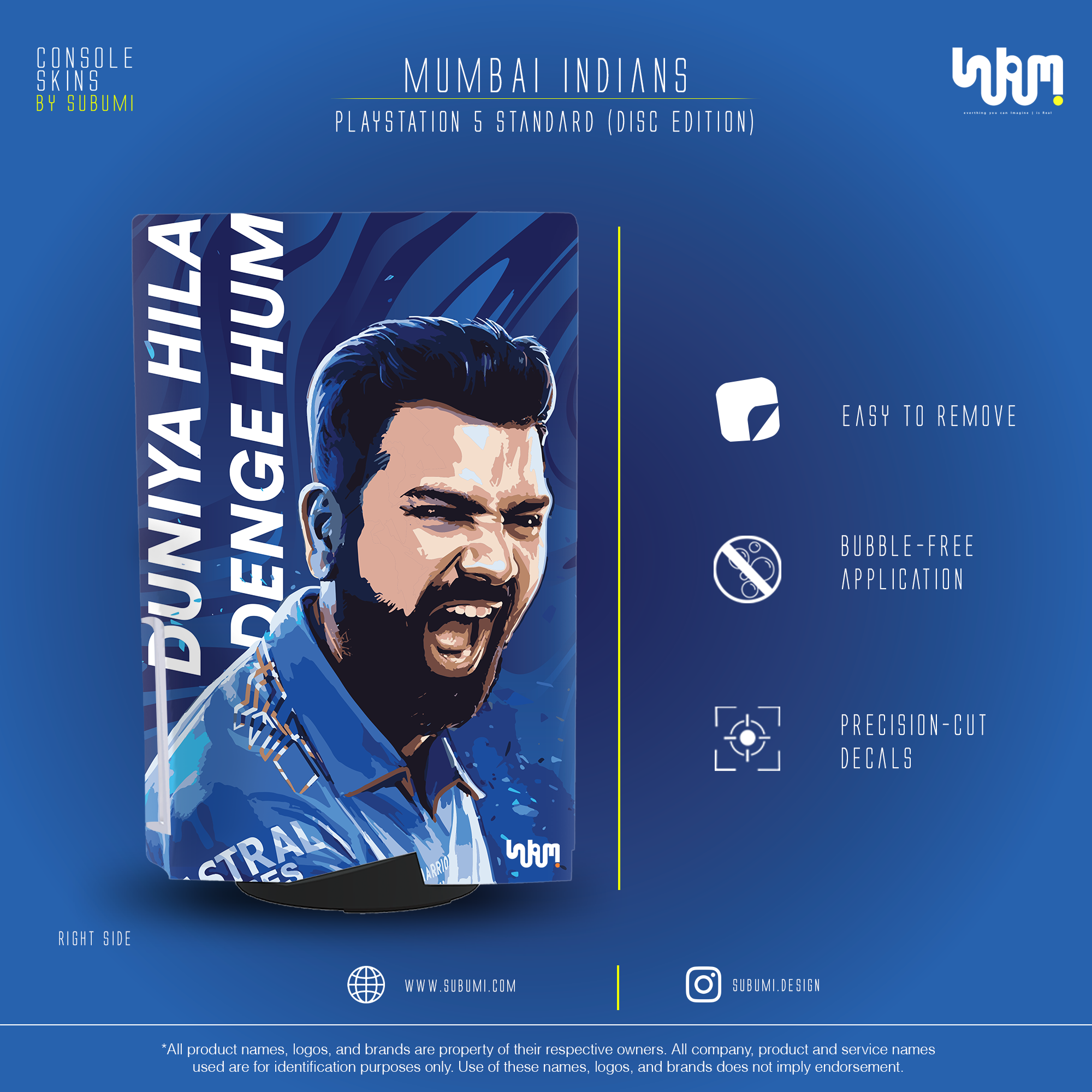 Mumbai Indians IPL inspired Console Skin by SUBUMI for Playstation 5 Standard Disc