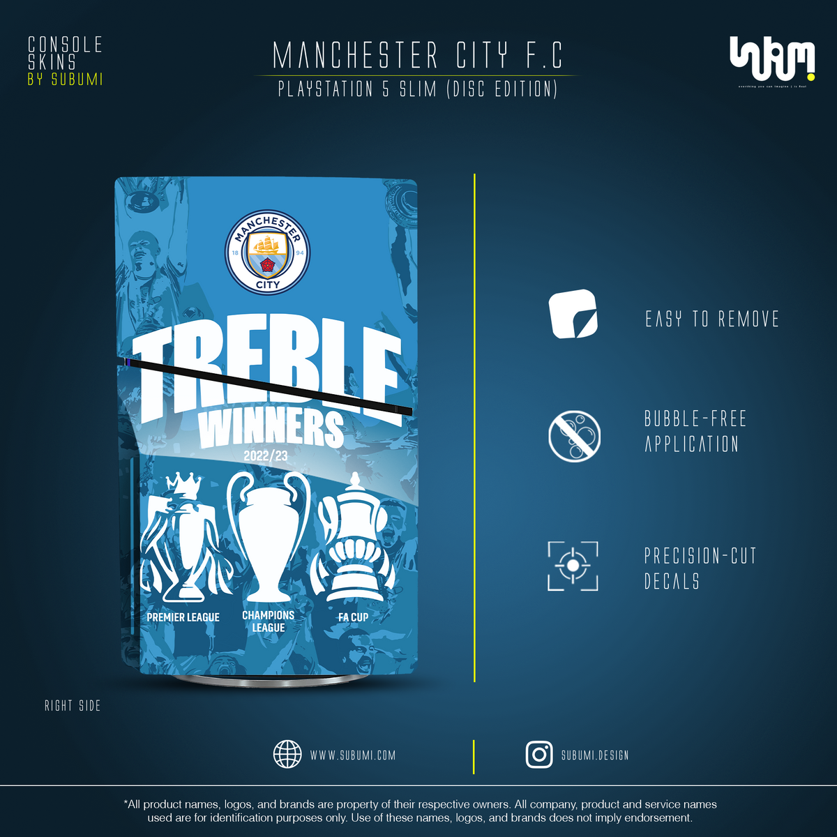 Manchester City Console Skin by SUBUMI — PS5 Slim Disc, right side