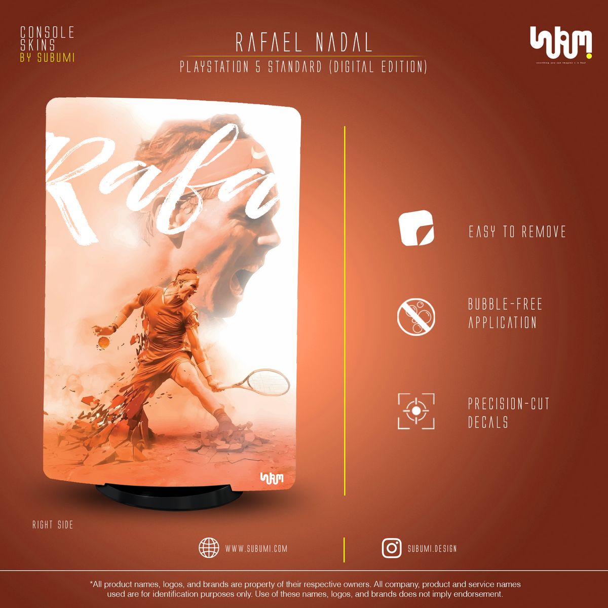 Rafael Nadal Console Skin by SUBUMI — PS5 Standard Digital, right side