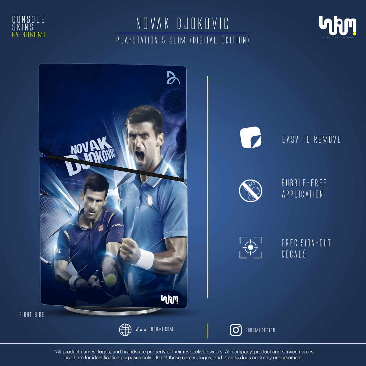 Novak Djokovic Console Skin by SUBUMI — PS5 Slim Digital, right side