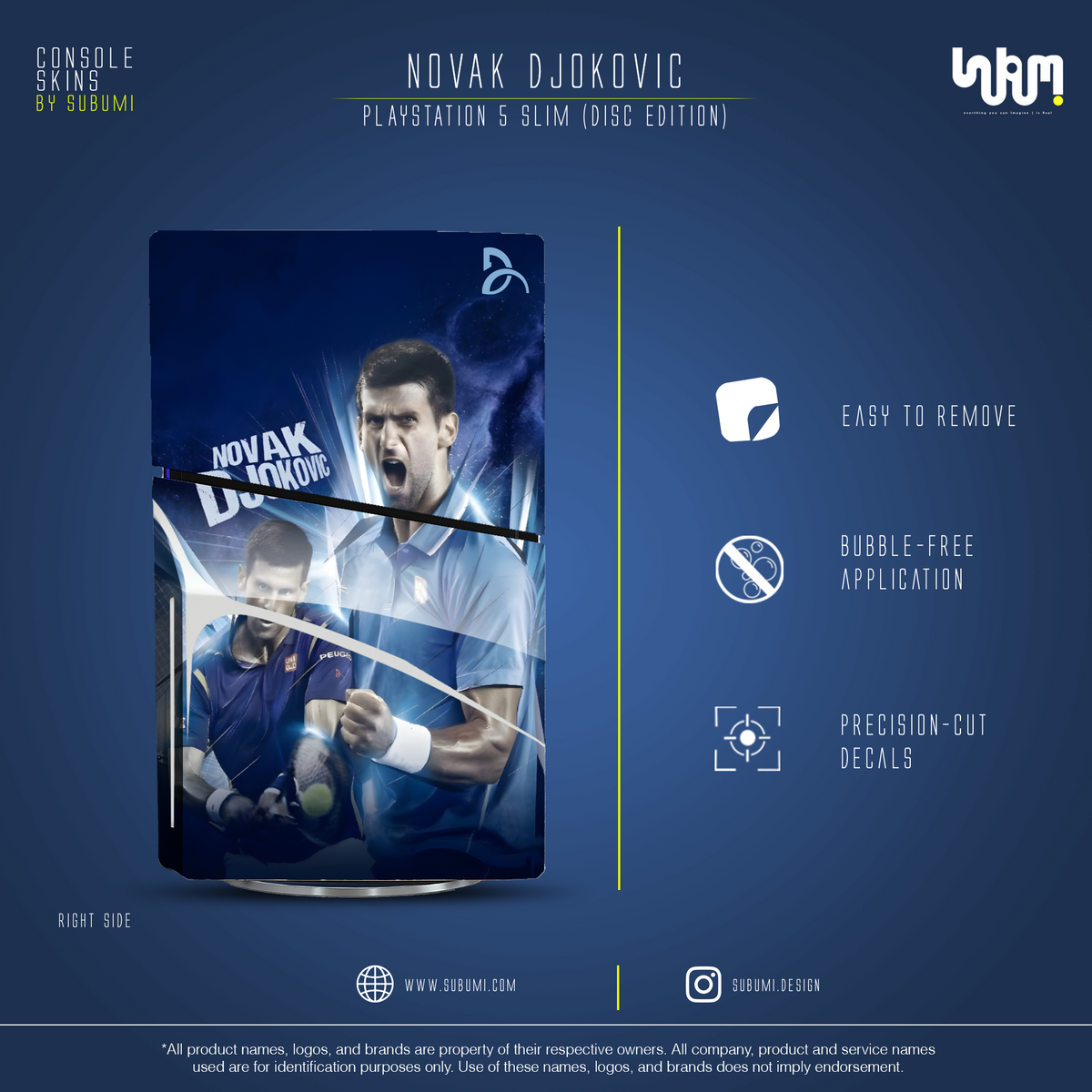 Novak Djokovic Console Skin by SUBUMI — PS5 Slim Disc, right side