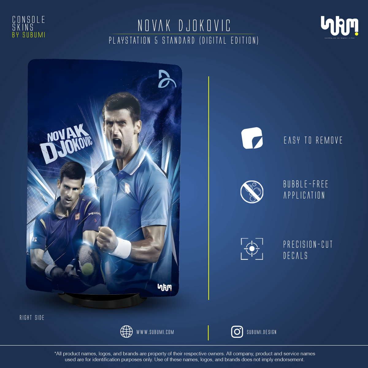 Novak Djokovic Console Skin by SUBUMI — PS5 Standard Digital, right side