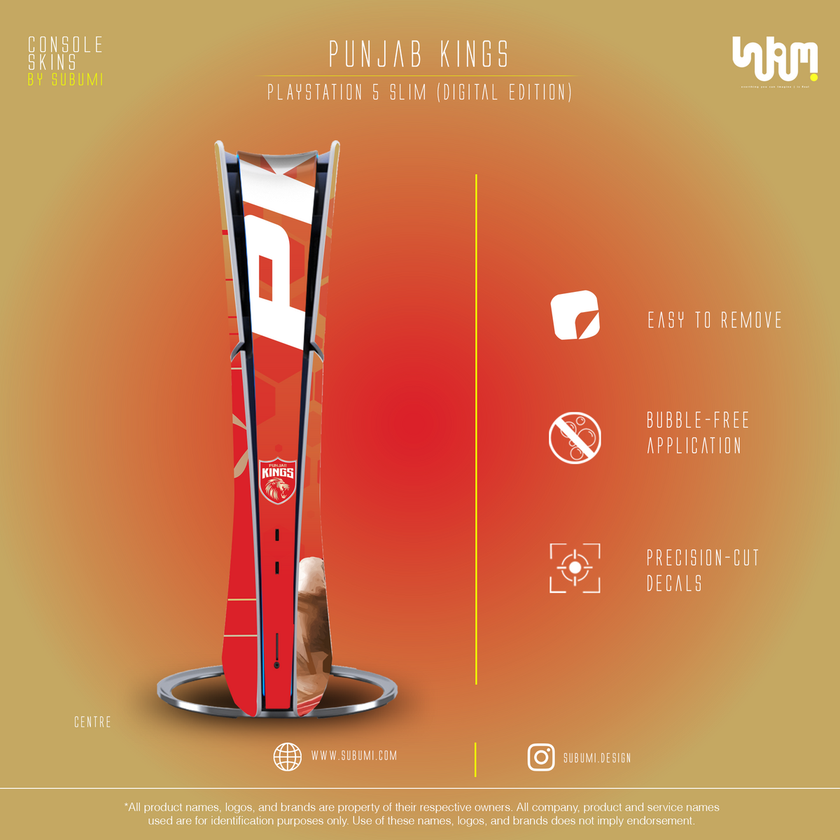 Punjab Kings PS5 Console Skin | SUBUMI — design preview, image 10