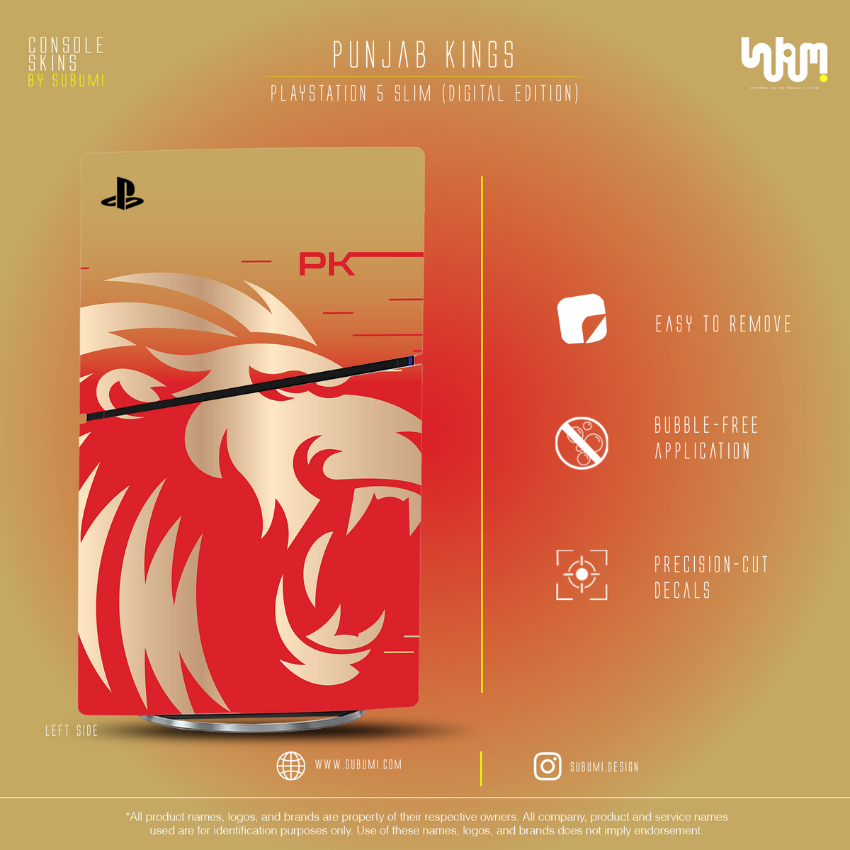 Punjab Kings PS5 Console Skin | SUBUMI — left side, image 9
