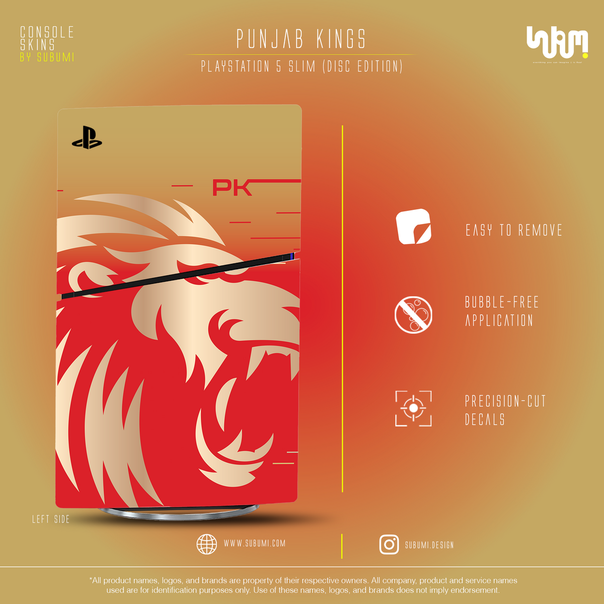 Punjab Kings PS5 Console Skin | SUBUMI — left side, image 12