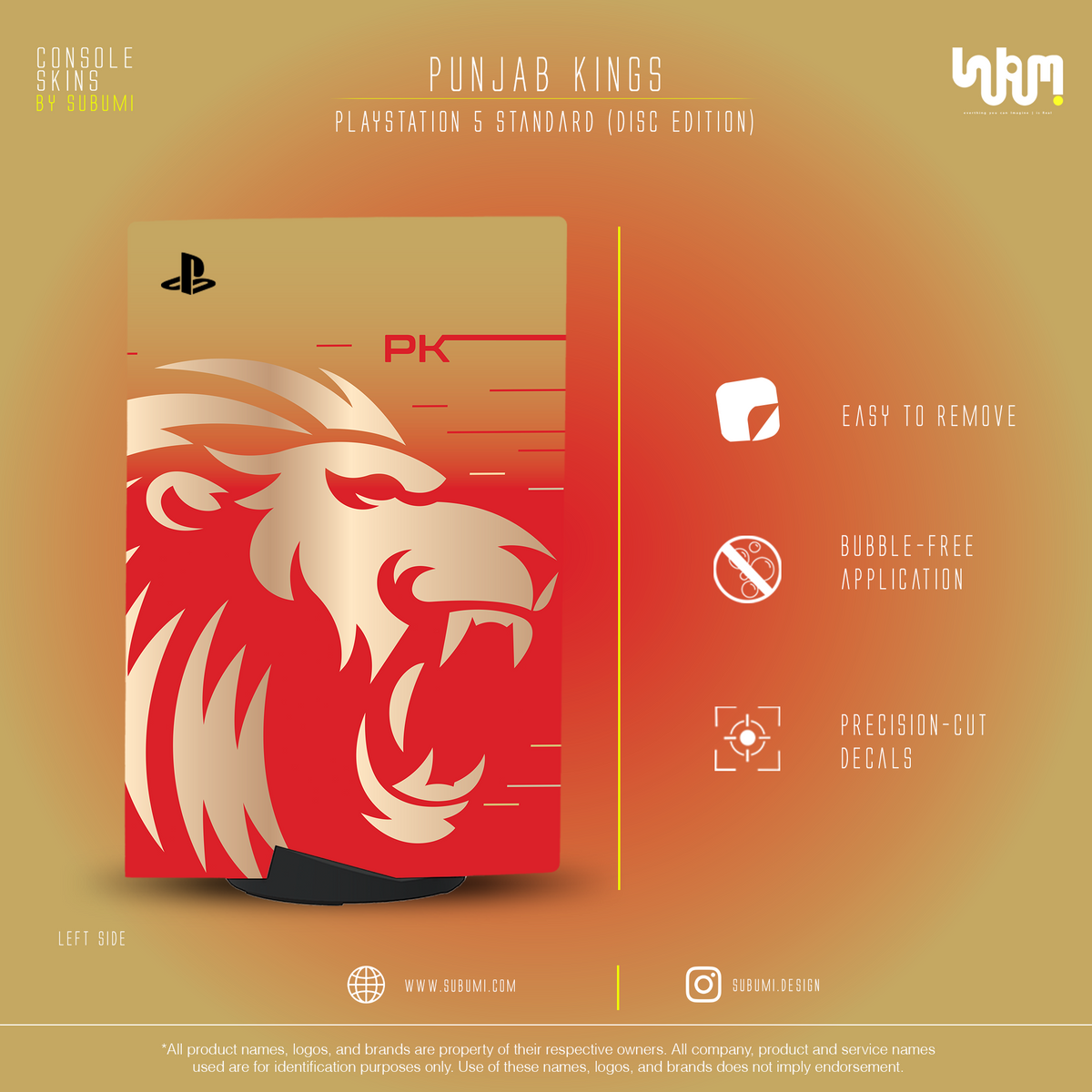 Punjab Kings PS5 Console Skin | SUBUMI — left side, image 6